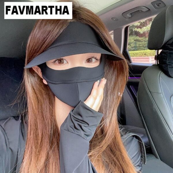 Summer Sun Mask Full Face With Hat Integrated Ice Silk Mask - Image 4