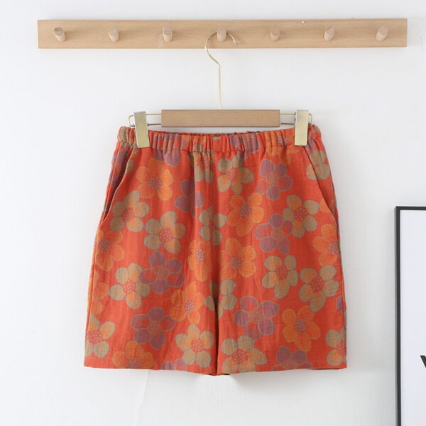 New Summer Retro Jacquard Shorts Thin Cotton Double Side Pocket Home Pants - Image 10