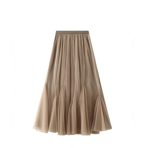 Autumn Retro Fall Gauze Skirt Slimming Large Hem Fishtail Skirt For Women - Image 3