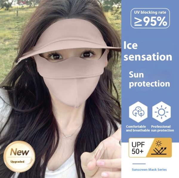Summer Sun Mask Full Face With Hat Integrated Ice Silk Mask - Image 5