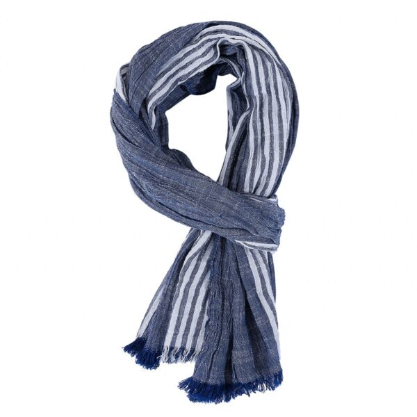 Men's Spring And Summer Thin Striped Scarf Navy Blue Color Matching Thin - Image 8