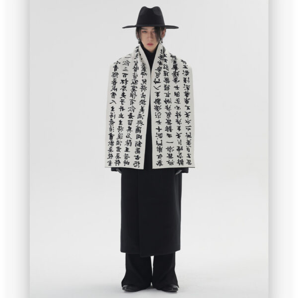 Original Chinese Style Imitation Dehaired Angora Winter Warm Black And White Lovers Scarf - Image 3