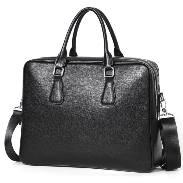 Handbag Men's Leather Briefcase Cowhide Horizontal Large Capacity - Image 2