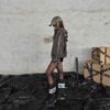 Washed Destroyed Leather Patchwork Denim Cross Baseball Cap - Image 2