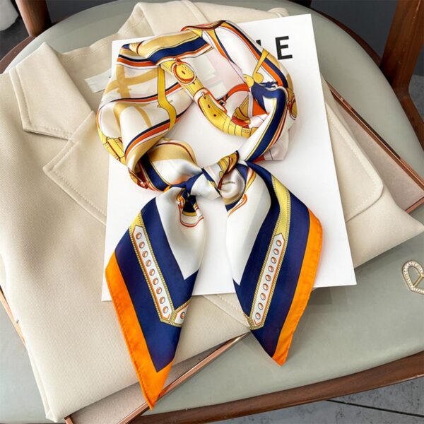 Artificial Silk Striped High-grade Korean Style Stylish Beach Arm Bag Silk Scarf - Image 10