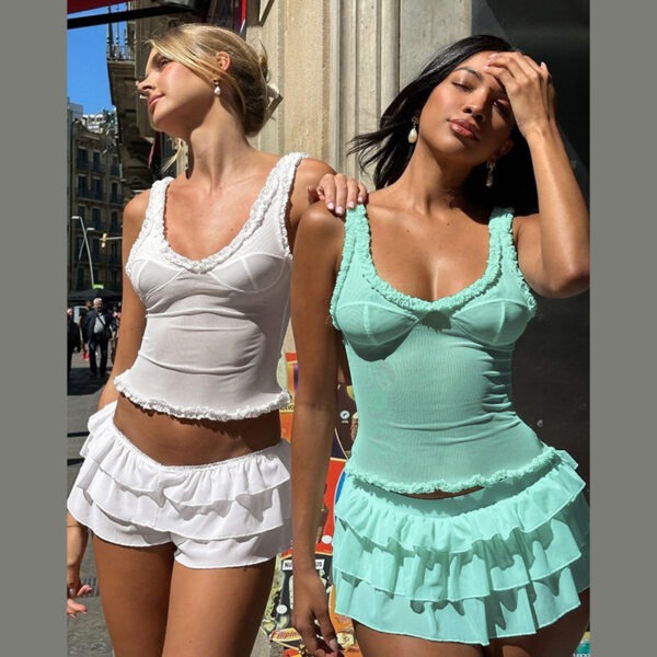European And American Fashion Sleeveless U-neck Show Chest Hot Girl Mesh See-through Slim-fit Tank Top - Image 7