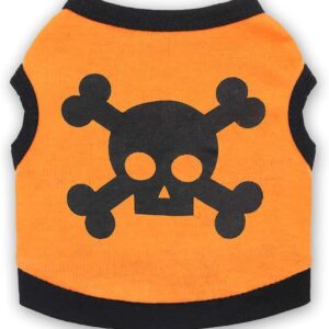 Dog Vest Skull Bones Halloween Cosplay Dog Tank Top Colour Blocking Stretch Cats Costumes