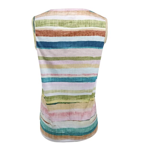 Ladies' V-neck Tie Dye Sleeveless Rainbow Colored Striped Print Proud Moon Tank Top Vest - Image 3