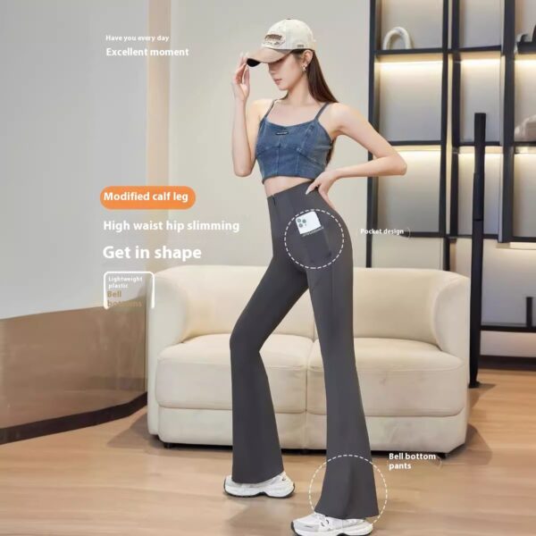 High Waist High Elastic Shark Pants Outer Wear Leggings - Image 5