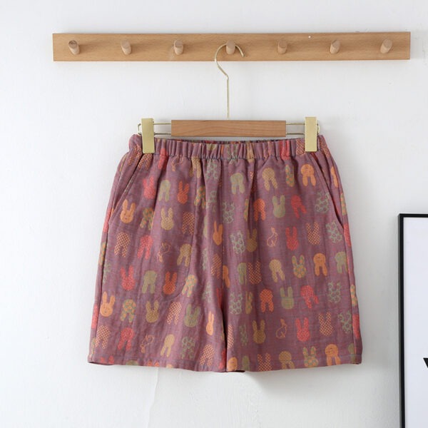 New Summer Retro Jacquard Shorts Thin Cotton Double Side Pocket Home Pants - Image 5