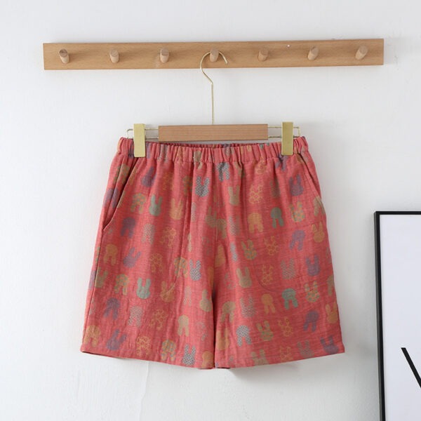New Summer Retro Jacquard Shorts Thin Cotton Double Side Pocket Home Pants - Image 2