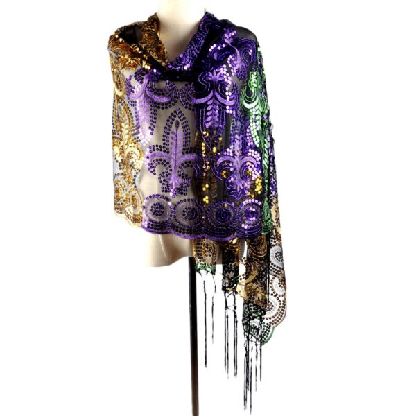 Three-color Christmas Carnival Embroidered Sequins Scarf - Image 4