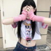 Fingerless Gloves Dark Hip Hop Sun Protection Arm Guard Knitting Oversleeve Women - Image 4