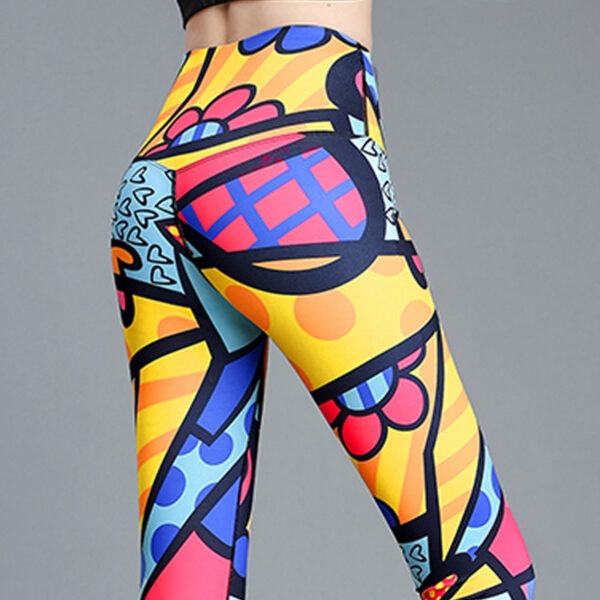 Printed Nude Feel Women's High Waist Hip Lift Quick-drying Sports Skinny Yoga Pants - Image 2