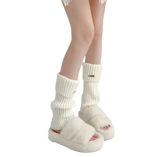 Fashion White Knitted Fabric Female Leg Warmer - Image 6