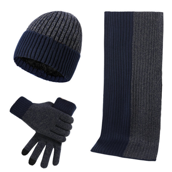 Warm Hat Scarf Gloves Knitted Plus Fluff Winter Men - Image 6