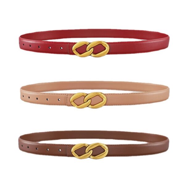 Women's Retro Smooth Buckle Cowhide Belt - Image 8