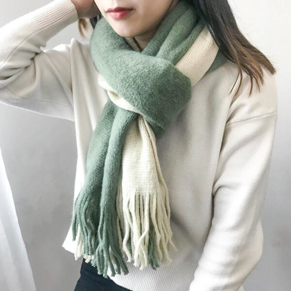 Men's And Women's Korean-style Cashmere Color Matching Scarf Solid Color Shawl - Image 2