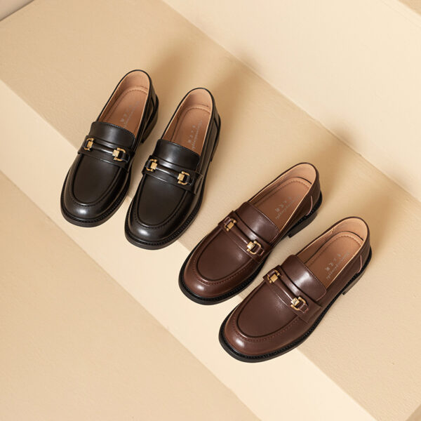 Retro Easy Matching Round Head Genuine Leather British Style Shoes - Image 4