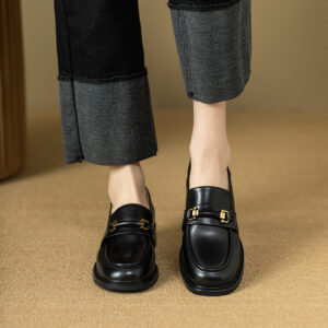 Retro Easy Matching Round Head Genuine Leather British Style Shoes