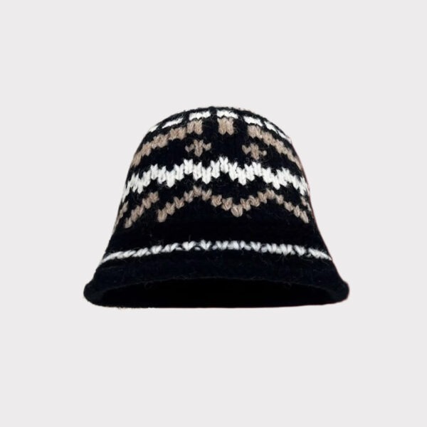 Knitted Pattern Hand-woven Woolen Cap - Image 2