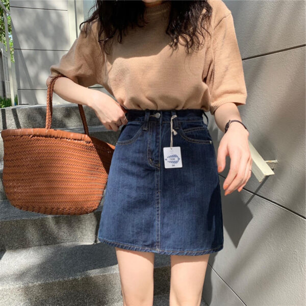 Small Denim Skirt Women's Summer Dark Blue - Image 5