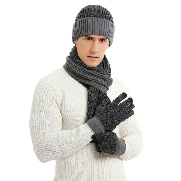 Warm Hat Scarf Gloves Knitted Plus Fluff Winter Men - Image 9