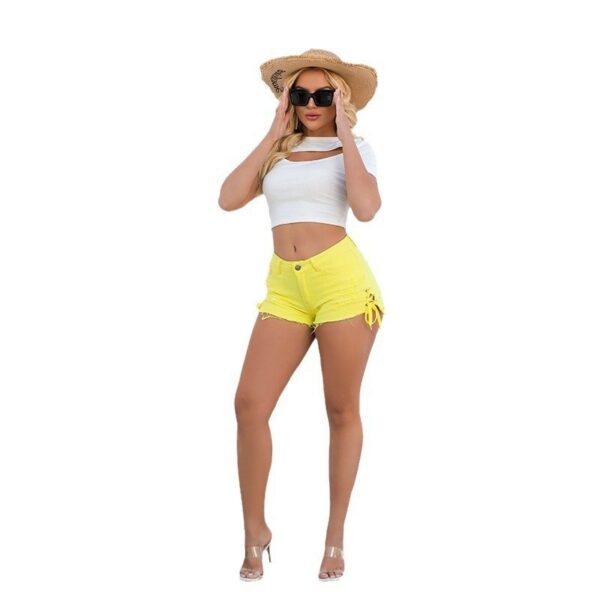 Ripped Tassel Skinny Bandage Slit Jeans - Image 7