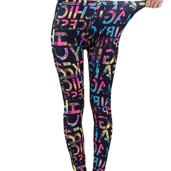 European And American Color Letter Printing High Elastic Yoga Pants - Image 4