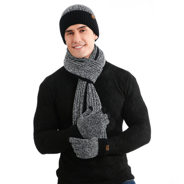 Warm Hat Scarf Gloves Knitted Plus Fluff Winter Men - Image 10