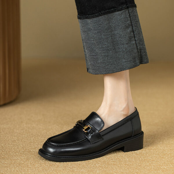 Retro Easy Matching Round Head Genuine Leather British Style Shoes - Image 3