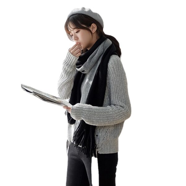 Men's And Women's Korean-style Cashmere Color Matching Scarf Solid Color Shawl - Image 8