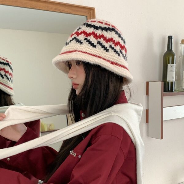 Knitted Pattern Hand-woven Woolen Cap - Image 7