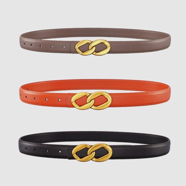 Women's Retro Smooth Buckle Cowhide Belt - Image 4