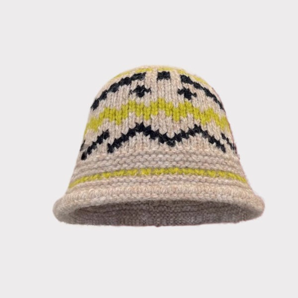 Knitted Pattern Hand-woven Woolen Cap - Image 3