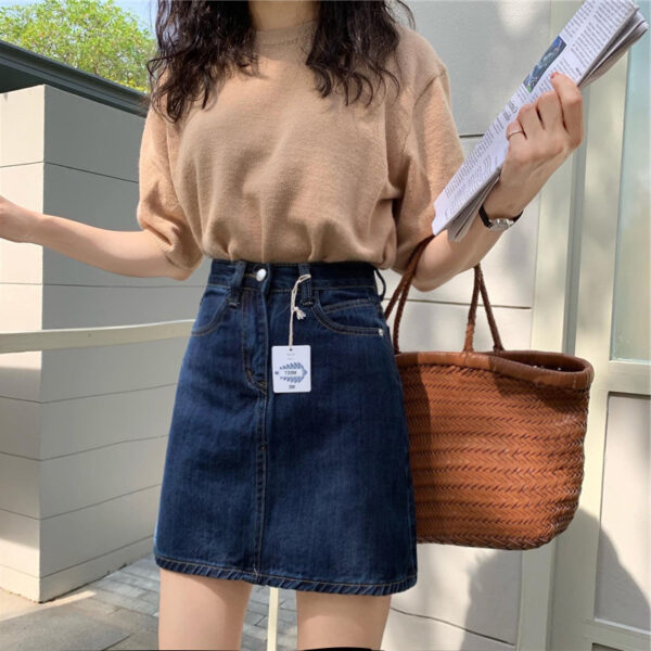Small Denim Skirt Women's Summer Dark Blue - Image 3