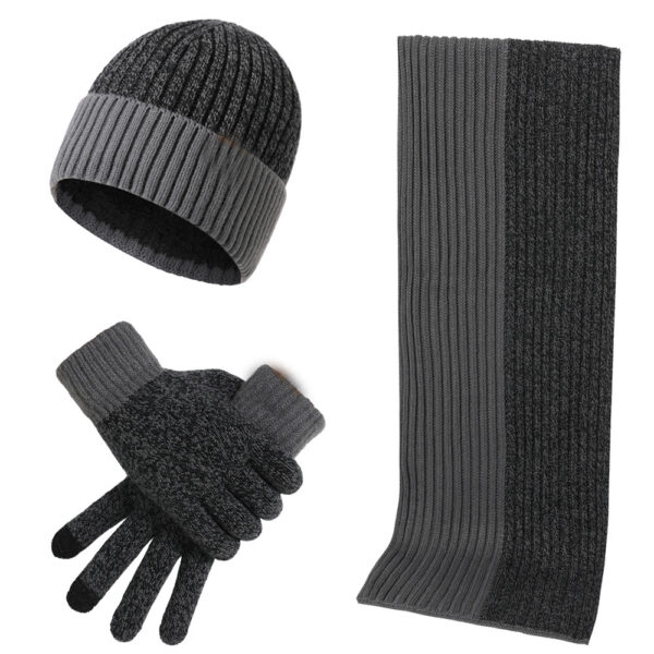 Warm Hat Scarf Gloves Knitted Plus Fluff Winter Men - Image 4