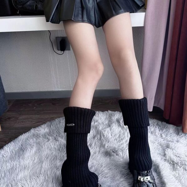 Fashion White Knitted Fabric Female Leg Warmer - Image 3