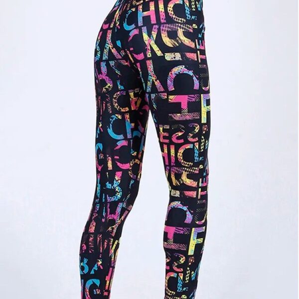 European And American Color Letter Printing High Elastic Yoga Pants - Image 2