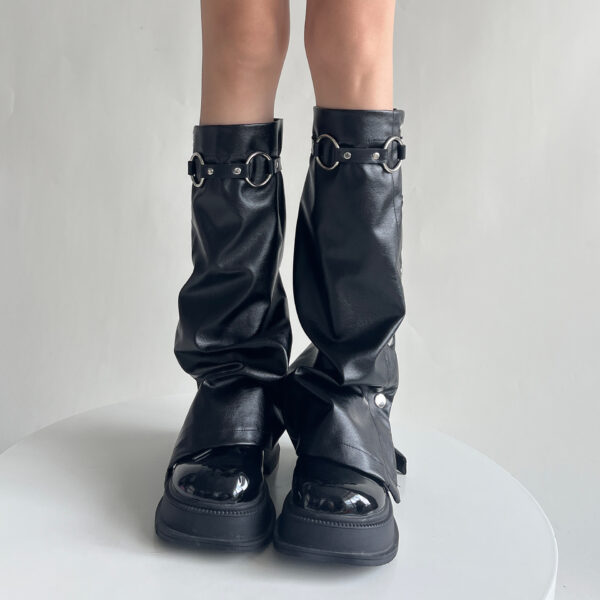 Millennium Sweet Cool Female Autumn And Winter Genuine Leather Leg Warmer - Image 7
