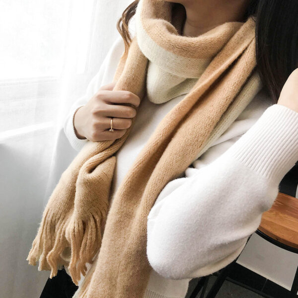 Men's And Women's Korean-style Cashmere Color Matching Scarf Solid Color Shawl - Image 7