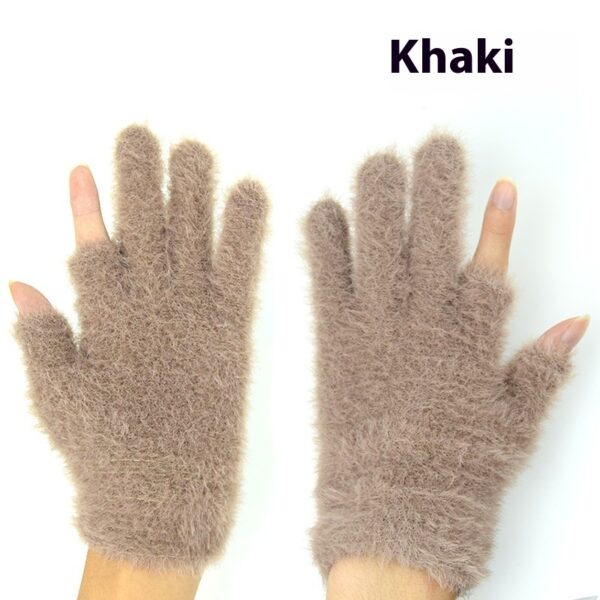 Autumn And Winter Fashionable Warm Exposed Two Finger Gloves - Image 2