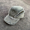 Washed Destroyed Leather Patchwork Denim Cross Baseball Cap - Image 3