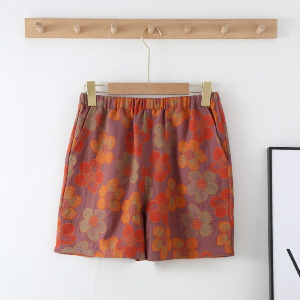 New Summer Retro Jacquard Shorts Thin Cotton Double Side Pocket Home Pants - Image 9