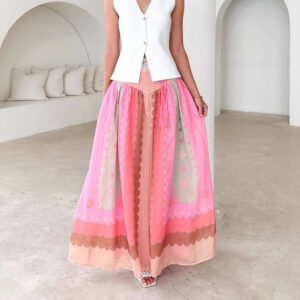 Seaside Vacation Dress Printed Lace Up