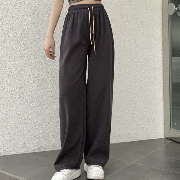 Corduroy Double Drawstring Wide Leg Pants High Waist Casual Straight Pants - Image 3
