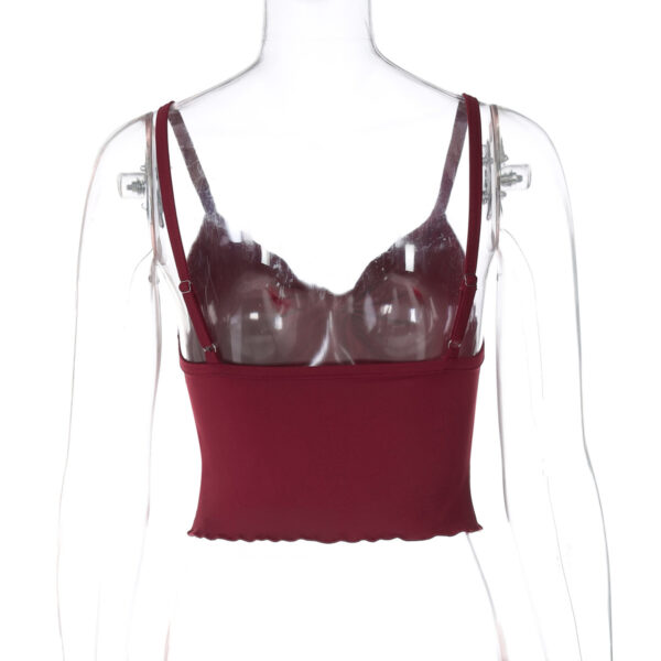Women's Bow Camisole Backless Tank Waist Trimming Wave Edge Bandeau Sling Top - Image 5