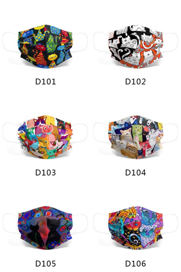 Color Cartoon Cat Animal Mask Printing Disposable Mask Three-layer Melt Spray Cloth - Image 6