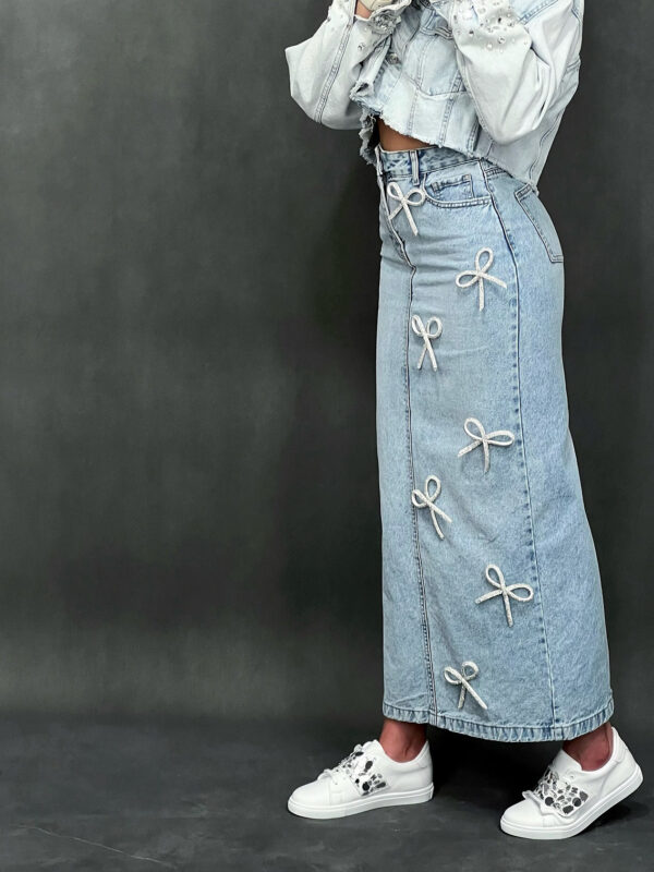 Bow Washed Denim Skirt - Image 2