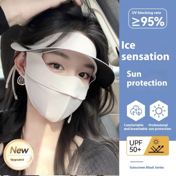 Summer Sun Mask Full Face With Hat Integrated Ice Silk Mask - Image 8